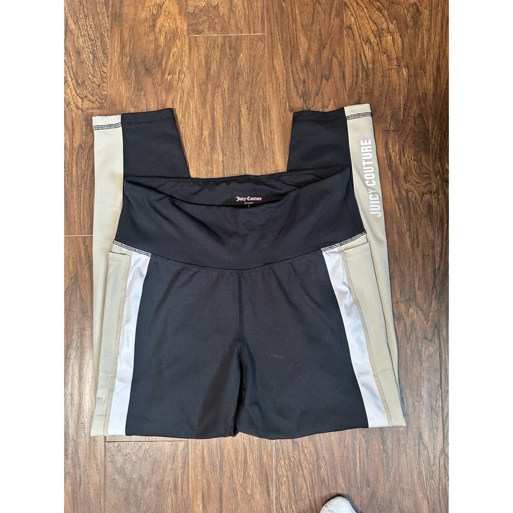 JUICY COUTURE Logo Leggings Tan & Black Leggings L